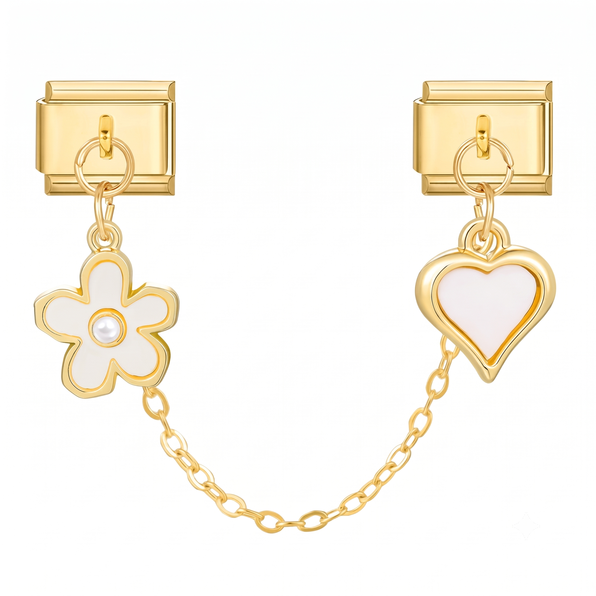 Chaine fleur blanche et coeur