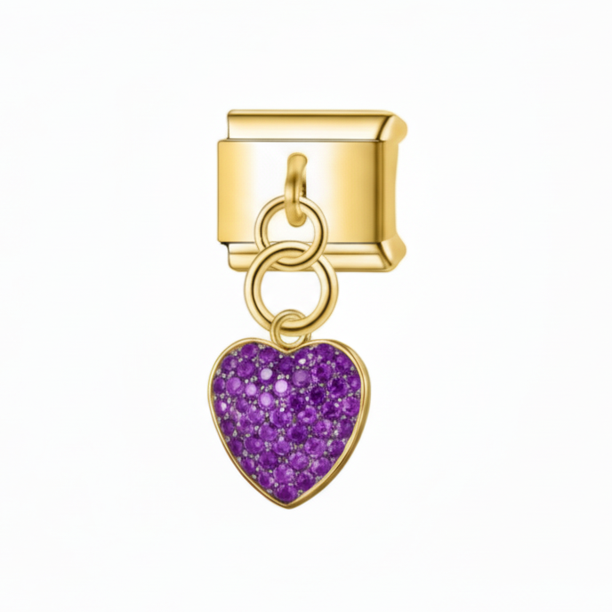 Pendentif cœur scintillant violet