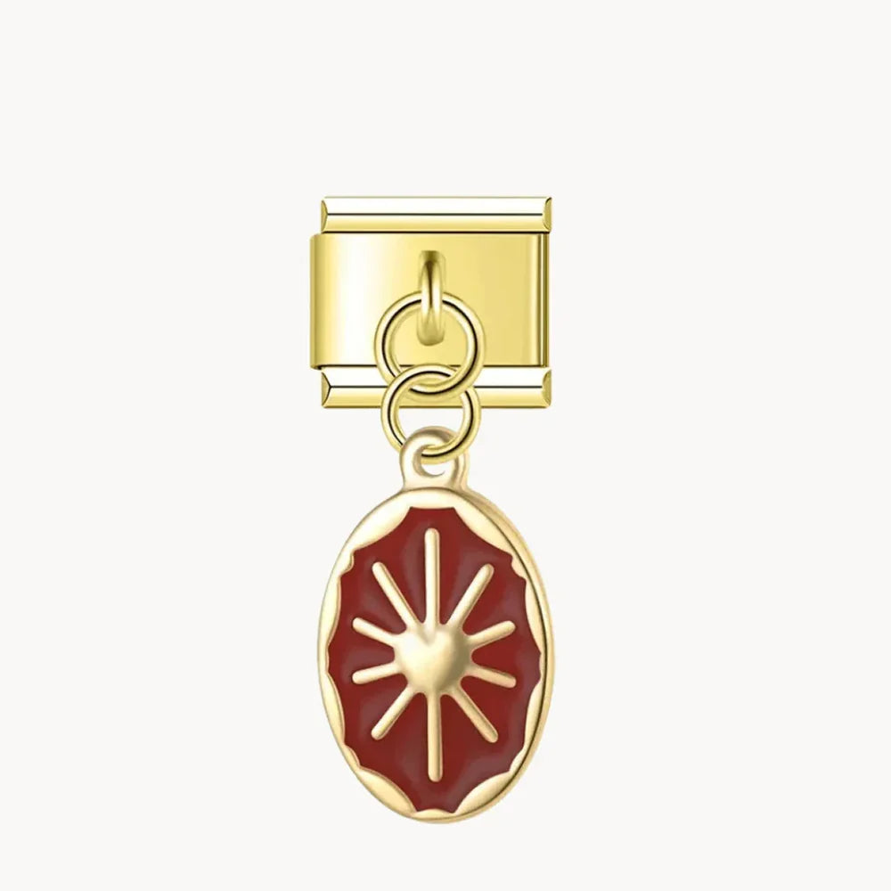 Soleil rouge suspendu