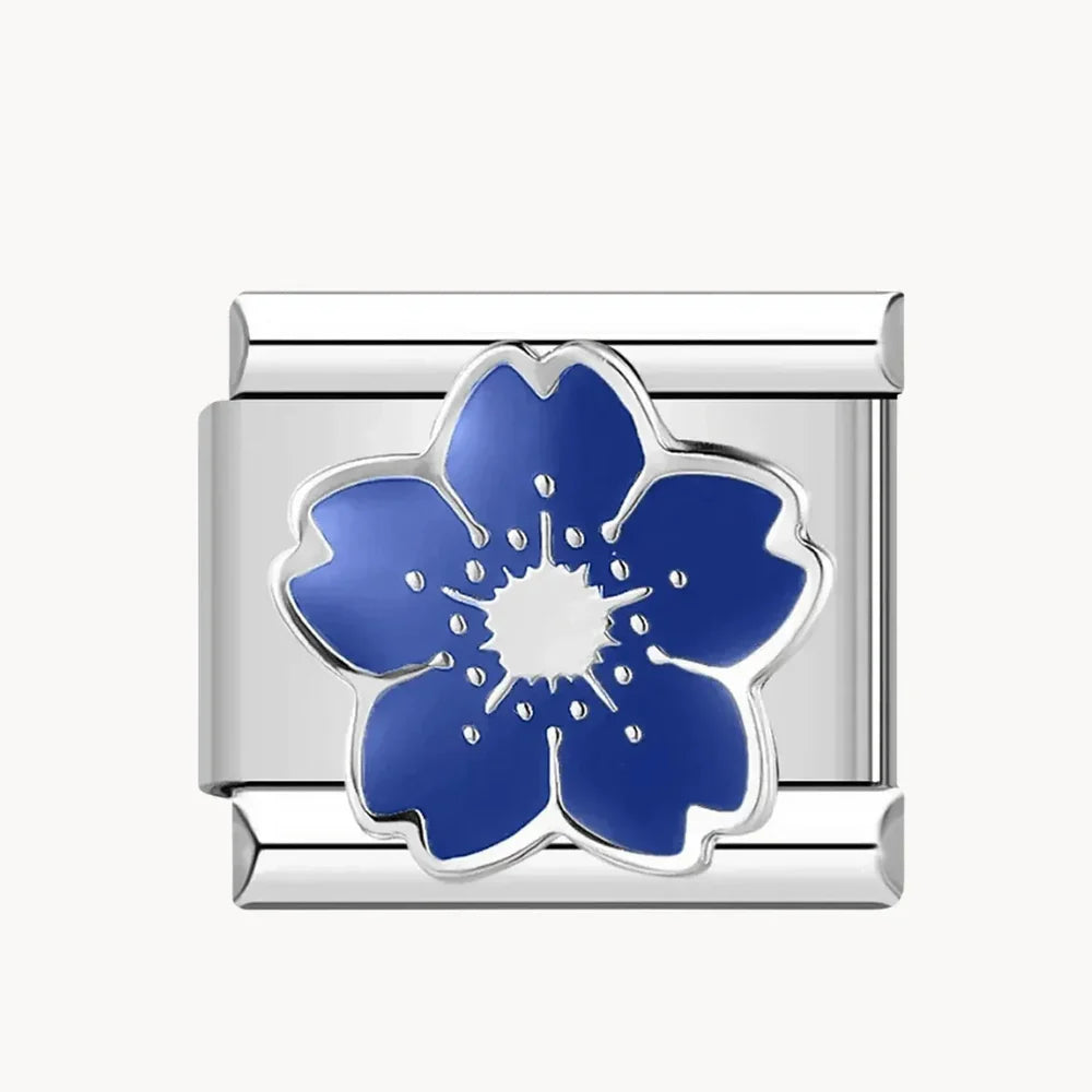 Fleur bleu argent