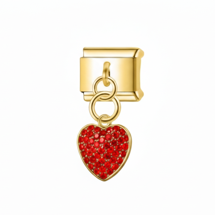 Pendentif cœur scintillant rouge