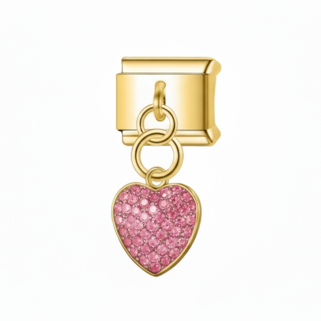 Pendentif cœur scintillant rose