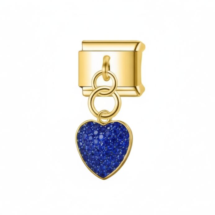 Pendentif cœur scintillant bleu