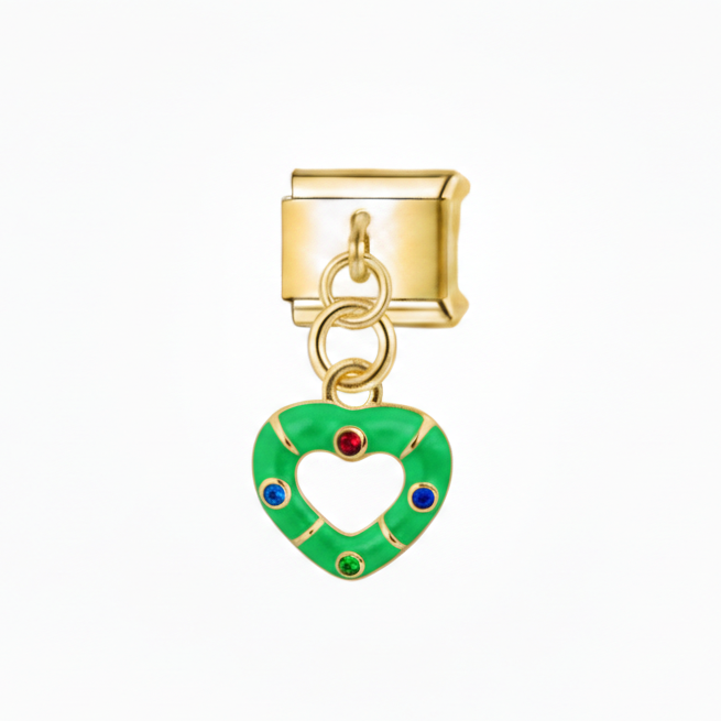 Coeur suspendu vert