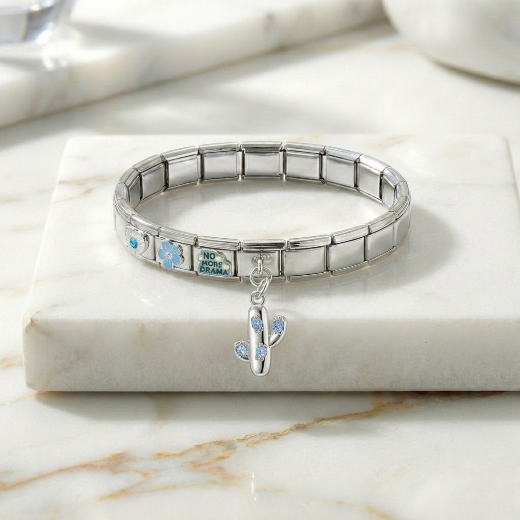 Bracelet bleu argenté